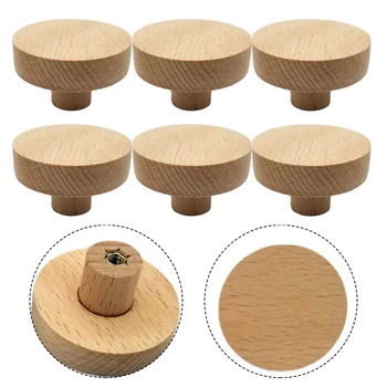 10 бр. Естествени дървени шкафове гардероб копчета дръжки врата бюро чекмедже дърпа кръгла дърво кухня дръжка мебели хардуер копчета