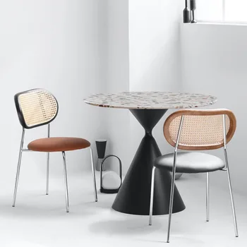Ratan Nordic Трапезни столове Back Support Lounge Elder Cafe Bar Реколта минималистичен хол стол бюро Cadeiras кафяви мебели
