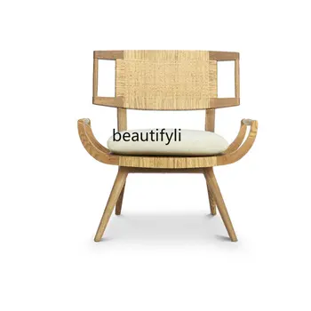ратан облегалка отдих фотьойл Nordic масивна дървесина простота спалня и домакинство масивна дървесина възглавница стол столове хол