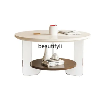 Light Луксозен френски кръг Всекидневна Начало Cream Style Creative Simple Acrylic Tea Table холна маса за хол