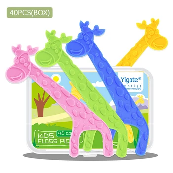 40Pcs/Box Супер тънка пръчка за конци Детска карикатура пластмасови клечки за зъби Семеен пакет Почистване на зъби