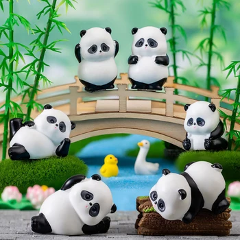 Мини сладък гигантски панда микро пейзаж орнамент куклена къща миниатюрни декорация смола занаяти настолна декорация аксесоари