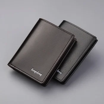 Нов мъжки портфейл тънък вертикален мулти-карта чанта кратко корейски ретро портфейл мода преносим плътен цвят