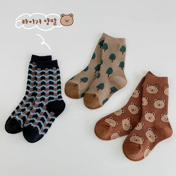 Чорапи за момчета 2023 Есен Зима Памучни чорапи Бебе Момиче Топло Модерно Средно дълги чорапи за прасеца