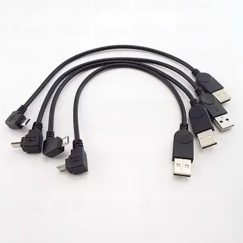 27cm 90 градуса микро USB мъжки към мъжки Конектор за зареждане на данни Адаптер за кабел нагоре надолу Наляво Десен ъглов кабел за зареждане за таблет B4
