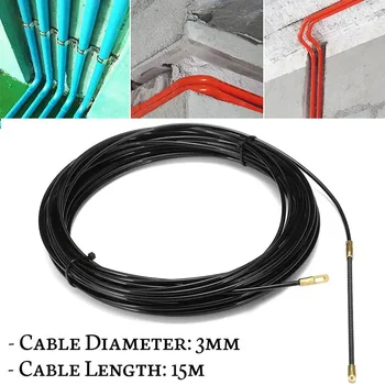 5m до 40m Дължина 3mm Черно електрическо направляващо устройство Издръжлив кабел от фибростъкло Push Pullers Duct Snake Rodder Fish Tape Wire
