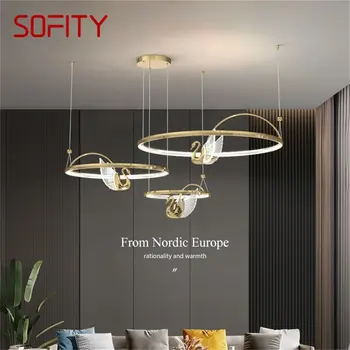 SOFITY Nordic Creative висулка светлина лебед кръг пръстен полилей лампа за спалня салон Начало Модерни тела