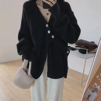 корейски стил v-образно деколте случайни майчинство пуловер трикотажни якета дълъг ръкав плюс размер бременна жена палта хлабав случайни жилетки