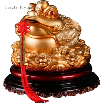 Нов китайски стил смола златна жаба декорация, хол спестявания резервоар, касов апарат отваряне подарък фън шуй