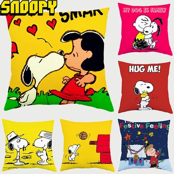 Snoopy 45x45cm възглавница възглавница покритие проста живопис отпечатани калъфки за възглавници диван декорации сладък аниме карикатура калъфка подаръци