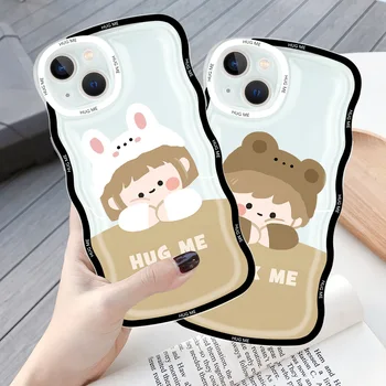 Undee ShockProof Cartoon Paired Phone Case Couple Covers за iPhone 14 13 12 11 Pro Max Mini XS Xs XR 7 8 Plus Lovers Fundas