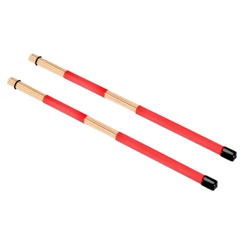 1 чифт 40CM бамбукови прътови барабанни четки пръчки за джаз народна музика (червено)