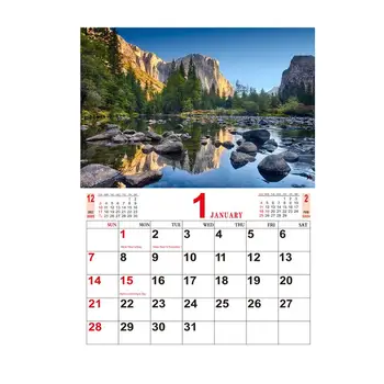 2024 Календар Пейзажна стена Месечен висящ календар за хол Спалня Нова колекция 2024 Месечен календар Консумативи