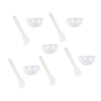 E5XZ Прозрачна акрилна маска Лъжици за купа с етерично масло Грим за лице Комплекти инструменти за смесване на грим за многократна употреба Грижа за кожата за многократна употреба Красота DIY занаят