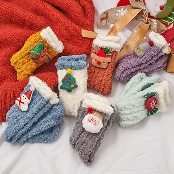 Коледни чорапи Момчета и момичета Бебе тръба чорапи корал кадифе триизмерни дебели сън етаж чорапи карикатура