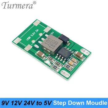Turmera 6-24V 9V 12V 24V до 5V 3A USB зарядно за кола модул DC Buck стъпка надолу конвертор 5V захранващ модул за литиева батерия