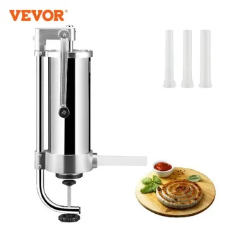 VEVOR 1.5/3L Капацитет Вертикален пълнеж за колбаси Процесори за пълнене на храни с 3 тръби за пълнене Кухненски аксесоари Домакински уреди