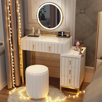Комплект мебели Скандинавски стил грим маса спалня модерен минималистичен скрин с чекмедже с грим огледало за съхранение интегрирани