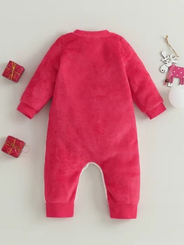 Cuddly Reindeer Print Коледни ританки за малки деца с дълъг ръкав и панталони за очарователни новородени бебета