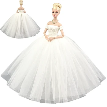 NK 1 комплект 30CM принцеса благородна бяла сватбена рокля мода парти дрехи за кукла Барби аксесоари момиче подарък играчка