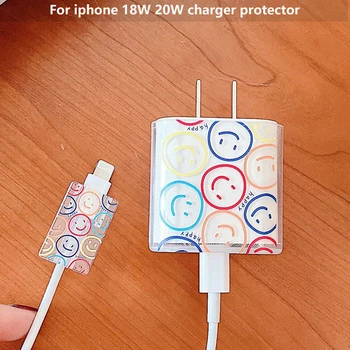 За iphone 11 12 18W 20W бързо зарядно протектор капак сладък USB линия за данни кабел спирала навиване защита защитен адаптер случай