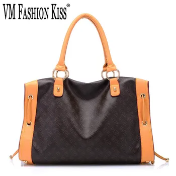 VM FASHION KISS Европейски и американски дизайнер PVC писмо печат женски чанта жена голям капацитет Top-дръжка чанти Само две