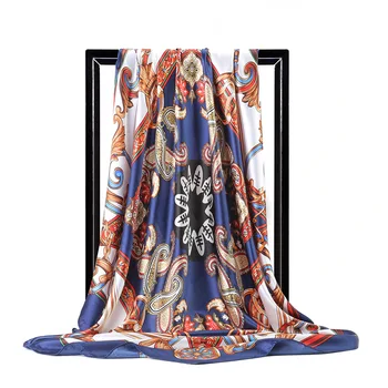 2021 Етнически стил печат коприна сатен хиджаб шал мода слънцезащитни шалове женски бандана 90X90CM квадратни шалове шалове за дами
