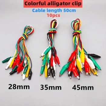 10pcs цветен кабел алигатор клип електронни DIY електрически клип двойна глава клип тест клип захранващ кабел връзка линия аксесоари