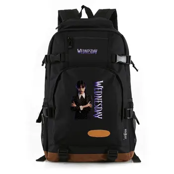 Студентска училищна чанта с голям капацитет сряда Addams печат тийнейджър раница трайни момчета момичета bookbag бизнес пътуване лаптоп daypack