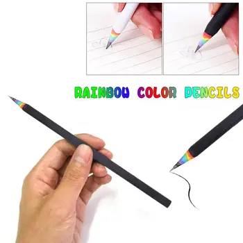 5pcs молив Hb Rainbow цвят молив канцеларски материали деца и писане живопис консумативи HB офис хартия дъга доставки Penc X0R3