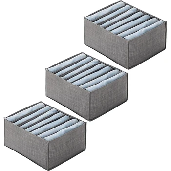 3 парче гардероб организатор, кутии за съхранение, дънки организатор, подреждане една върху друга кутия за съхранение, сива кутия за съхранение за чекмеджета килер