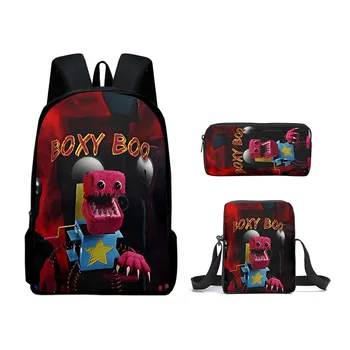 Хип-хоп Популярни Смешни бокси бу 3D печат 3бр / Комплект ученически чанти Лаптоп Daypack Раница Наклонена чанта за рамо Калъф за молив