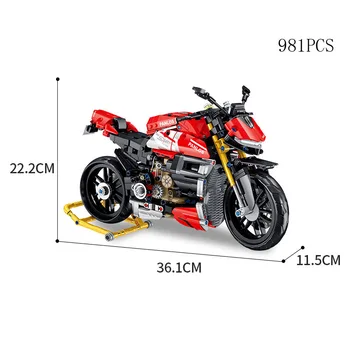 Технически мотоциклет изграждане блок Ducatis Streetfighter V4 SP мотор парно превозно средство модел мотоциклет тухла играчка колекция за подаръци