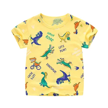 1-9T Малко дете дете бебе момчета дрехи кола печат бебе т риза къс ръкав лято чай топ детски хлабав тениска облекло