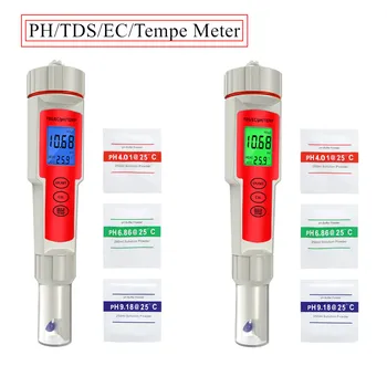 TDS PH EC TEMP Meter 4 в 1 Многофункционален тестер Детектор за качество на водата Измервател на проводимостта за басейни, пиене, аквариум