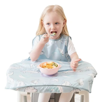 Бебешки лигавници с ръкави Бебе & Малко дете отбиване лигавник гащеризон прикрепя към столче за хранене & маса водоустойчив дълъг ръкав лигавници