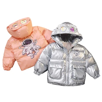 Зимно момче и момичета плюс кадифено топло яке с качулка 1-8 годишна корейска версия нова пухкава палто 2023 мода детски дрехи