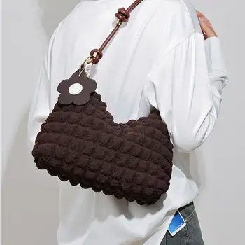 Универсален облачен плик Модни кремообразни мехурчета Леки чанти Плисирани чанти за рамо Жени Момичета