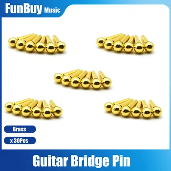 30Pcs BrassTailpiece Endpin Guitar Bridge Pin Folk Acoustic Guitar String Pin Peg Nail
