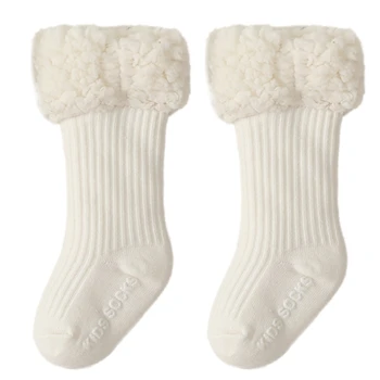 бебешки чорапи зимни сгъстяват топли подови чорапи за момичета момчета памук против хлъзгане твърди