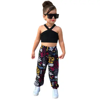 Summer Toddler Baby Kids Girls Clothes Outfit Sleeveless Halter Crop Tops Vest + Casual Pants Детски момичешки дрехи Комплекти 1-8Y