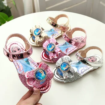 Disney пролет момичета сандали замразени принцеса обувки елза меко дъно деца кристални обувки деца Плоско дъно против хлъзгане обувки