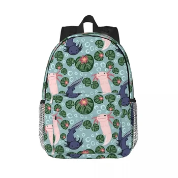 Axolotl повтарящ се модел раници момчета момичета bookbag мода деца училище чанти пътуване раница рамо чанта голям капацитет