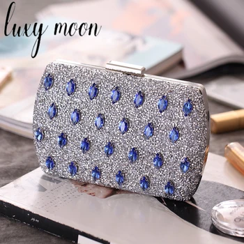 Luxy Moon Diamond Вечерно парти чанти Банкетна рокля Дамски чанти Сини луксозни портмонета за жени 2023 Z681